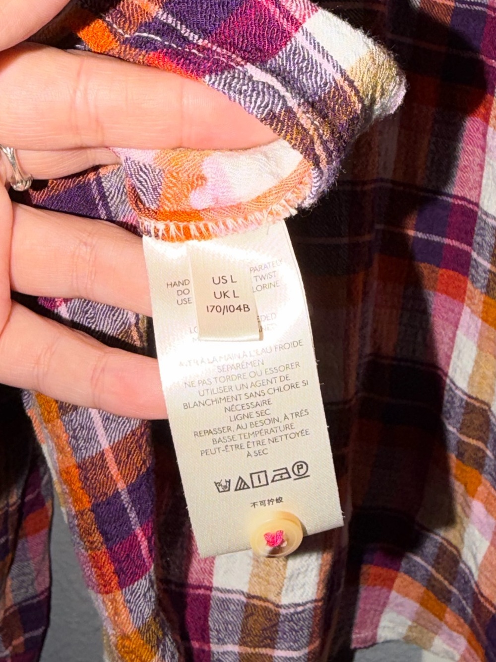 Pilcro Breezy Plaid Boho Button Down Top Size L - Picture 6 of 7